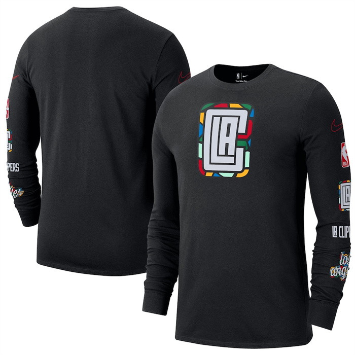 Men's Los Angeles Clippers Black 2022/23 City Edition Essential Expressive Long Sleeve T-Shirt